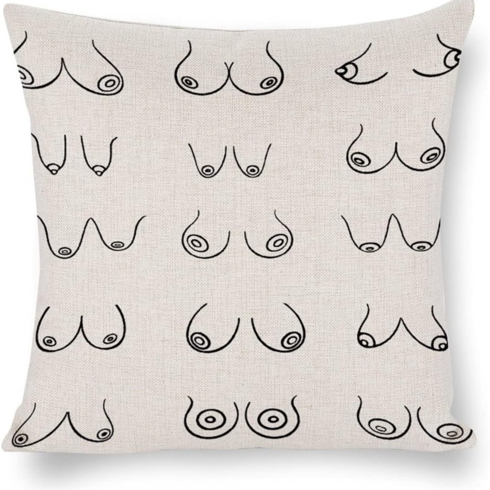 New Boobs Breasts Decorative linen Throw Pillow cushion Cover Case 18 X 18 in